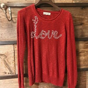 Pink Rose Red Sequin Love Sweater